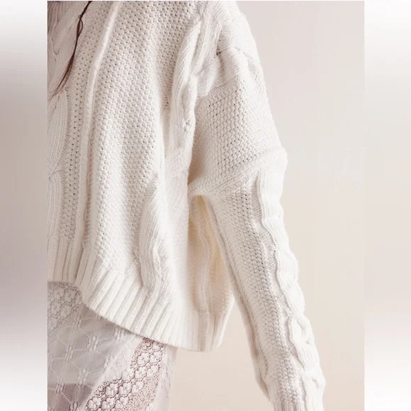 Free People White Cable Knit Sweater - Picture 4 of 8